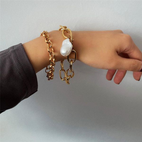 of-lilu vintage imitation pearl pendant bracelets bangles women wedding punk chunky lock chain bracelet couple jewelry gifts, Golden;silver
of-lilu vintage imitation pearl pendant bracelets bangles women wedding punk chunky lock chain bracelet couple jewelry gifts, Golden;silver