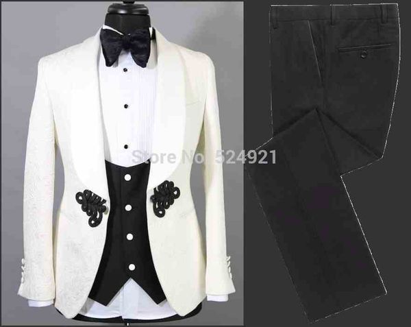мужские костюмы цвет слоновая кость шаблон и черный groom tuxedos шаль атласного отворот groomsmen свадьба best man (куртка + брюки + жилет, White;black
мужские костюмы цвет слоновая кость шаблон и черный groom tuxedos шаль атласного отворот groomsmen свадьба best man (куртка + брюки + жилет, White;black