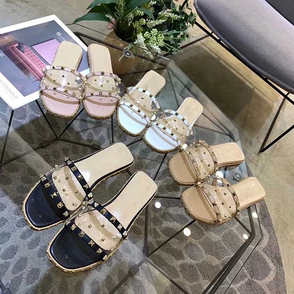 women slippers with box luxury designer ladies beach slipper summer rivets sandals soft bottom flat with casual beach slides platform, Black
women slippers with box luxury designer ladies beach slipper summer rivets sandals soft bottom flat with casual beach slides platform, Black