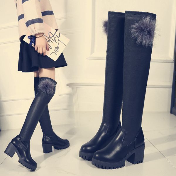 winter over the knee high boots women thick high heel boots ladies long shoes, Black
winter over the knee high boots women thick high heel boots ladies long shoes, Black