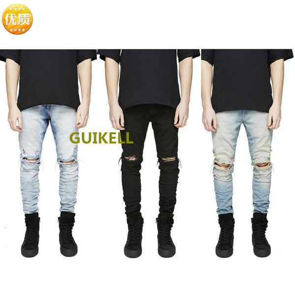 guikell new street men's pants tattered jeans men's high street personalized design jeans, Blue
guikell new street men's pants tattered jeans men's high street personalized design jeans, Blue
