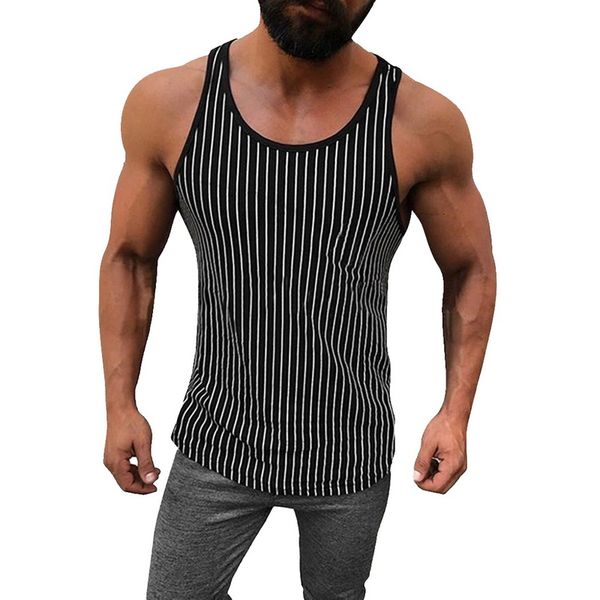 men voguestriped tank fashion sleeveless tee summer o neck fitness vest men sportswear basic slim tank, White;black
men voguestriped tank fashion sleeveless tee summer o neck fitness vest men sportswear basic slim tank, White;black