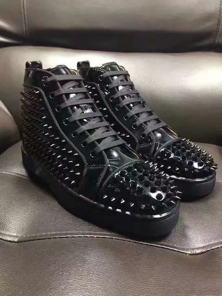 no limit red bottom sneakers flat mix studs sliver glitter +spikes men perfect spikes sneakers patent stripes toe studs, Black
no limit red bottom sneakers flat mix studs sliver glitter +spikes men perfect spikes sneakers patent stripes toe studs, Black