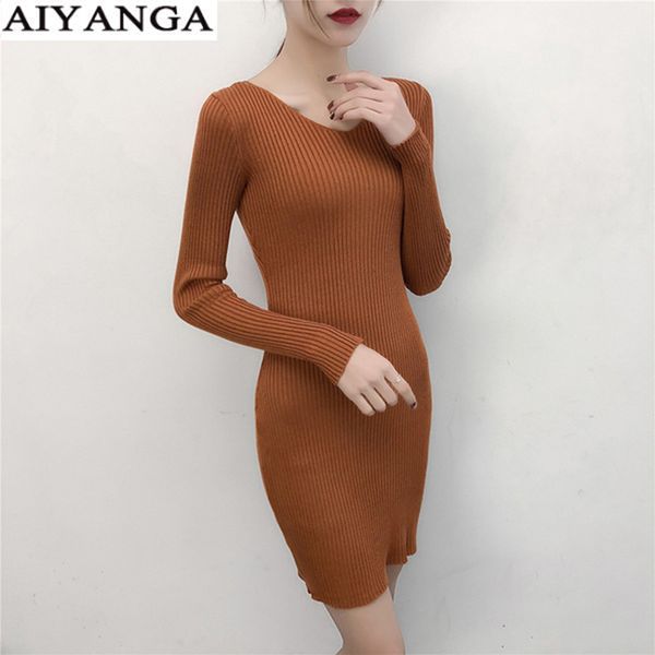 new knitted dress for women 2019 spring casual fashion elastic dresses female v-neck knee-length straight dress party dresses, Black;gray
new knitted dress for women 2019 spring casual fashion elastic dresses female v-neck knee-length straight dress party dresses, Black;gray