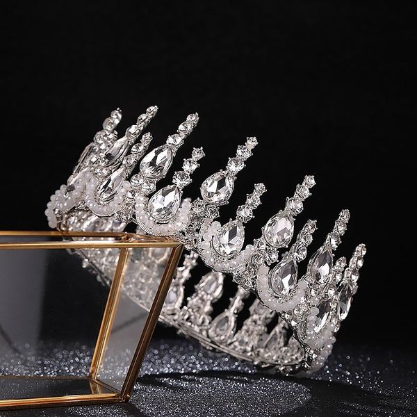 luxury wedding bridal hair jewelry silver crystal round queen princess crown and tiara rhinestone diadem coronal headpiece bh, Golden;white
luxury wedding bridal hair jewelry silver crystal round queen princess crown and tiara rhinestone diadem coronal headpiece bh, Golden;white