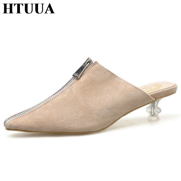 htuua 2019 spring summer med heel mules shoes women slippers casual close pointed toe slip on slides ladies zipper sandal sx2680, Black
htuua 2019 spring summer med heel mules shoes women slippers casual close pointed toe slip on slides ladies zipper sandal sx2680, Black