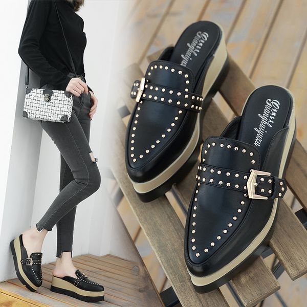woman rivet wedges slippers casual platform heels mules closed toe shoes slides thick bottom sandalias mujer black slip on pumps
woman rivet wedges slippers casual platform heels mules closed toe shoes slides thick bottom sandalias mujer black slip on pumps
