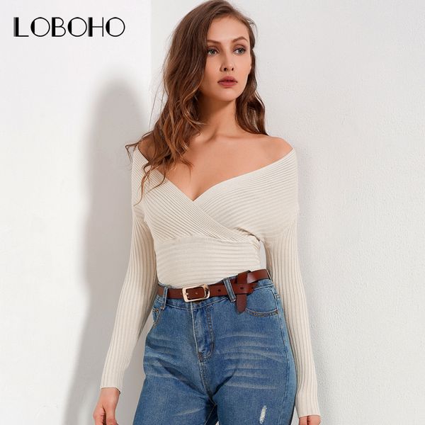 long sleeve sweaters women 2018 autumn fashion knitted sweaters women wrap v neck slim off shoulder sweater pullovers, White;black
long sleeve sweaters women 2018 autumn fashion knitted sweaters women wrap v neck slim off shoulder sweater pullovers, White;black