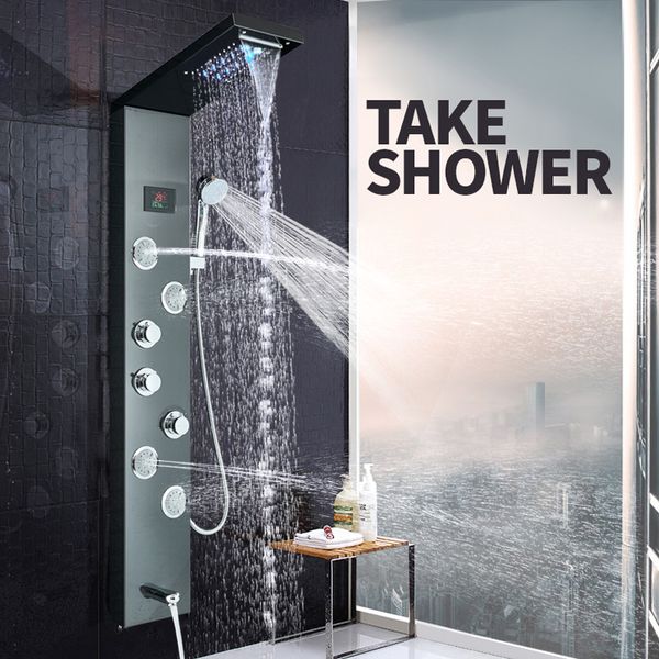 retail and wholesale chrome led light dual handle shower mixer set wall mounted stainless steel rainfall waterfall shower head
retail and wholesale chrome led light dual handle shower mixer set wall mounted stainless steel rainfall waterfall shower head