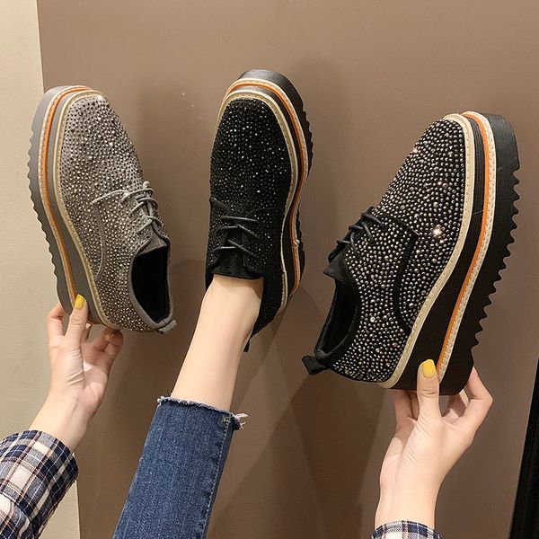 shoes oxfords women's crystal casual female sneakers platform british style modis flats square toe nursing new, Black
shoes oxfords women's crystal casual female sneakers platform british style modis flats square toe nursing new, Black