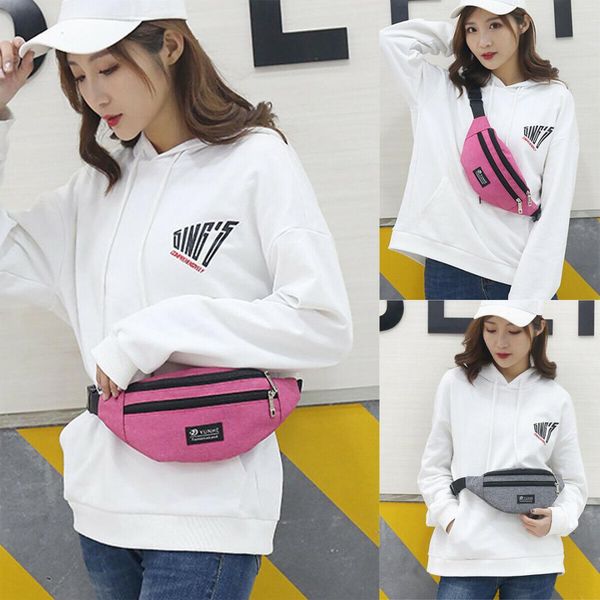 2019 men women solid waist fanny pack sport travel belt zipper waist bag crossbody bag