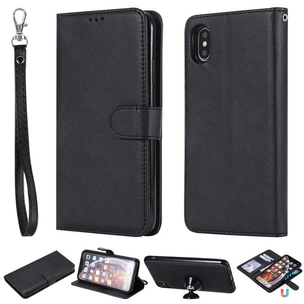 leather magnetic removable case for iphone x 10 8 7 detachable wallet cover 2 in 1 for samsung galaxy note8 s8 plus