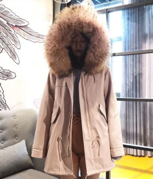 women winter 2018 new long sleeve large fur collar liner fur pink parker coat women's jacket, Black
women winter 2018 new long sleeve large fur collar liner fur pink parker coat women's jacket, Black