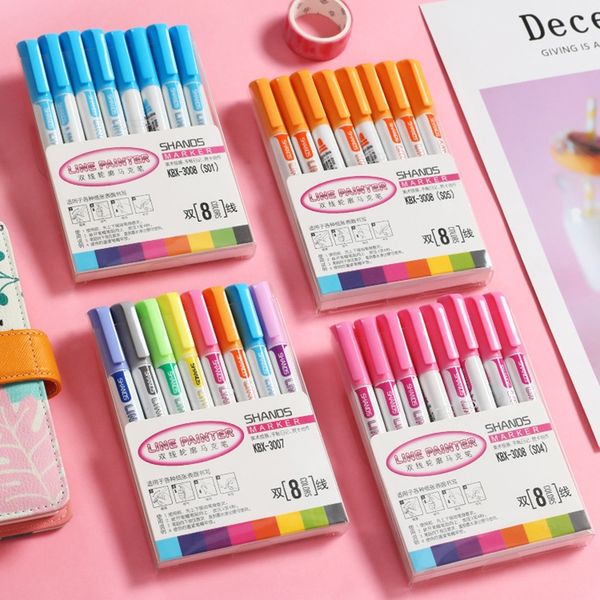 new 8 pcs double line contour pen color marker pen student marker stationery set usj99 other hand tools
new 8 pcs double line contour pen color marker pen student marker stationery set usj99 other hand tools
