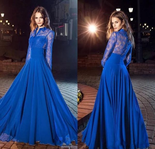 2019 royal blue lace long sleeves evening dresses a line chiffon prom dress party gowns summer arabic dubai evening dress, Black;red
2019 royal blue lace long sleeves evening dresses a line chiffon prom dress party gowns summer arabic dubai evening dress, Black;red