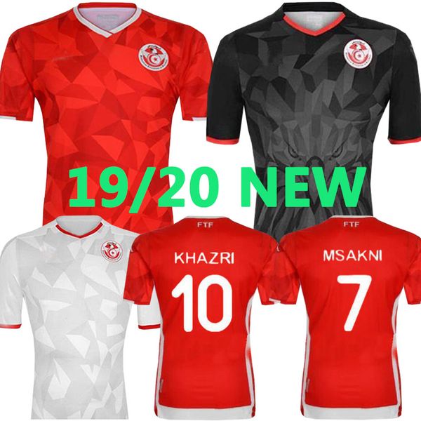 19 20 Tunisia national team Soccer Jerseys 7 Msakni Khazri Sliti Wahbi Khaoui FAKHREDDINE BEN YOUSSE HAMZA Custom Red Football Jersey Shirt
