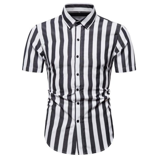 men's casual shirts 2021 mens brand european size trousers summer short sleeve stripe hombre street dress fit fashion male, White;black
men's casual shirts 2021 mens brand european size trousers summer short sleeve stripe hombre street dress fit fashion male, White;black