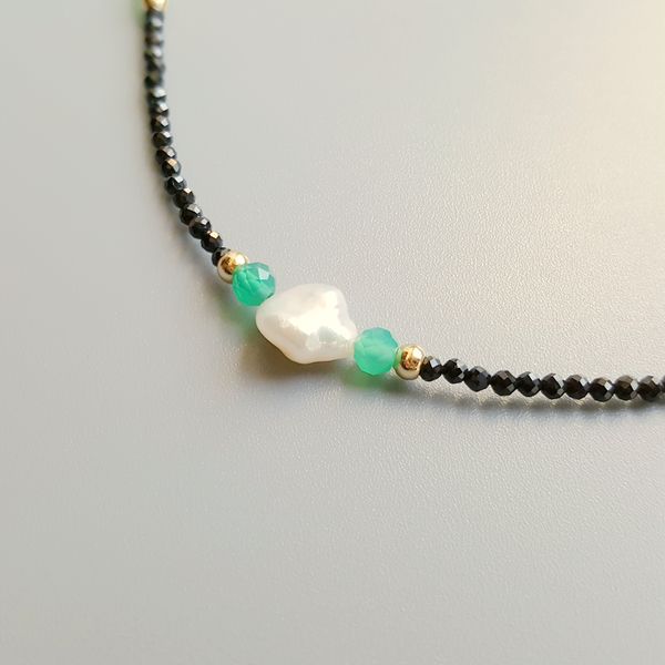 black spinels baroque pearl onyx beads gold filled necklace natural stone popular jewelry for women nice gift 39-42cm, Silver
black spinels baroque pearl onyx beads gold filled necklace natural stone popular jewelry for women nice gift 39-42cm, Silver