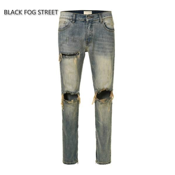 black fog street version zippers skinny slim fit mens holes style cotton denim ripped classic wash to do old damage jeans, Blue
black fog street version zippers skinny slim fit mens holes style cotton denim ripped classic wash to do old damage jeans, Blue