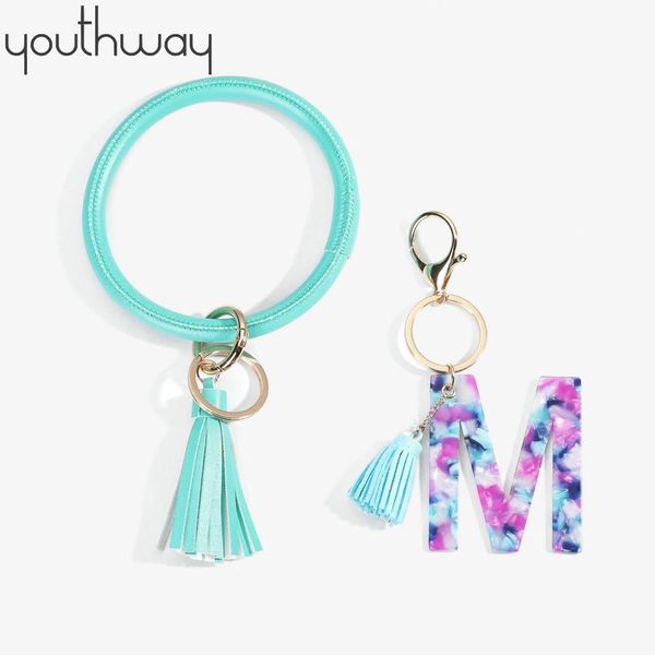2 pcs wristlet keychain bracelet bangle color resin initial alphabet m charm circle keyring chain leather tassel bracelet, Silver
2 pcs wristlet keychain bracelet bangle color resin initial alphabet m charm circle keyring chain leather tassel bracelet, Silver