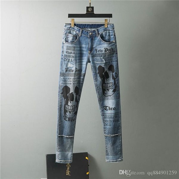 new letters washed a mens designer jeans distressed ripped biker jeans slim fit luxury denim jeans designer pants plus size 28-36, Blue
new letters washed a mens designer jeans distressed ripped biker jeans slim fit luxury denim jeans designer pants plus size 28-36, Blue