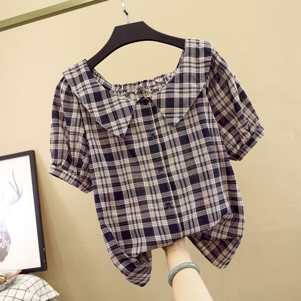 women spring summer style blouses shirts lady casual short sleeve peter pan collar striped blusas zz0614, White
women spring summer style blouses shirts lady casual short sleeve peter pan collar striped blusas zz0614, White