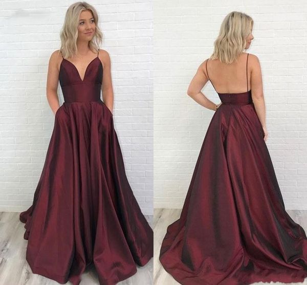 2019 new burgundy evening dresses wear deep v neck sleeveless spaghetti a line floor length open back simple custom party prom gowns, Black;red
2019 new burgundy evening dresses wear deep v neck sleeveless spaghetti a line floor length open back simple custom party prom gowns, Black;red