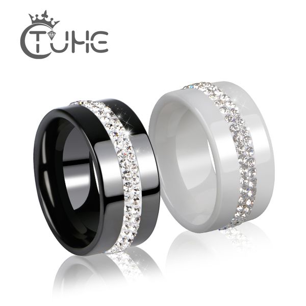 10mm width two row crystal women rings jewelry smooth black white ceramic rings made of ceramic material fashion wedding ring, Silver
10mm width two row crystal women rings jewelry smooth black white ceramic rings made of ceramic material fashion wedding ring, Silver