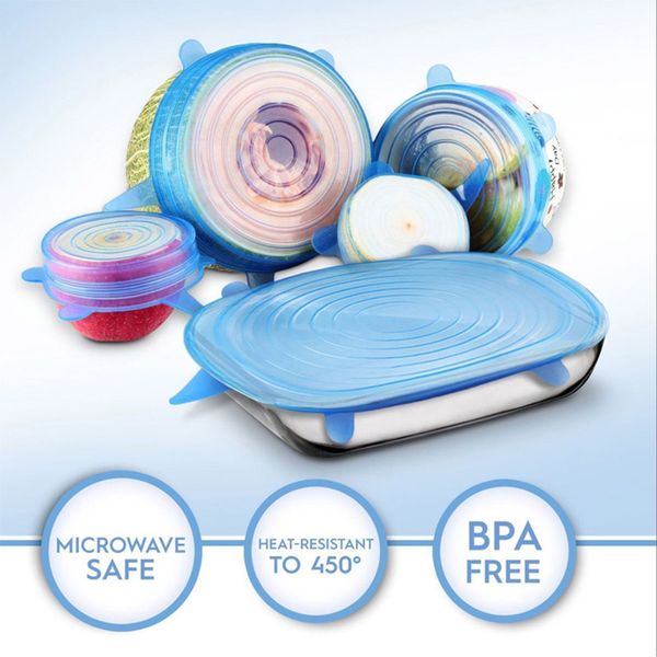 6 pcs/set food silicone cover universal silicone lids for cookware bowl pot reusable stretch lids kitchen accessories
6 pcs/set food silicone cover universal silicone lids for cookware bowl pot reusable stretch lids kitchen accessories