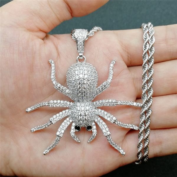 hip hop 3d full cz stone big spider pendant necklace iced out gold silver color animal jewelry dropshipping
hip hop 3d full cz stone big spider pendant necklace iced out gold silver color animal jewelry dropshipping