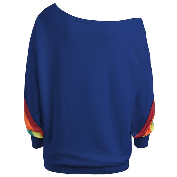 women casual loose long sleeve rainbow print pullover blouse shirts skewed shoulder sweatshirt plus size sudadera, Black
women casual loose long sleeve rainbow print pullover blouse shirts skewed shoulder sweatshirt plus size sudadera, Black