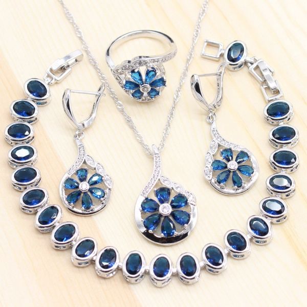 women blue cubic zirconia stones 925 silver jewelry sets flower shape ring pa earrings pendant necklace cz bracelet
women blue cubic zirconia stones 925 silver jewelry sets flower shape ring pa earrings pendant necklace cz bracelet