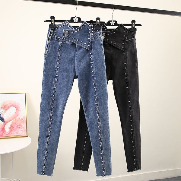 diamond beaded jeans woman side zipper irregular high-waist denim pants new stretch slim-fit cropped pants jeans mujer 2020, Blue
diamond beaded jeans woman side zipper irregular high-waist denim pants new stretch slim-fit cropped pants jeans mujer 2020, Blue