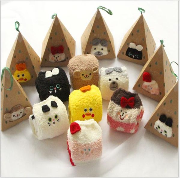 gift women's socks coral fur thickened warm animal cartoon socks, Black 
gift women's socks coral fur thickened warm animal cartoon socks, Black