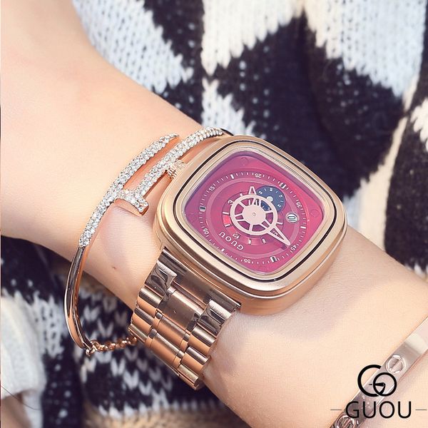 hk guou fashion hight quality gold steel band waterproof watch personality calendar couple men women gift watches, Slivery;brown
hk guou fashion hight quality gold steel band waterproof watch personality calendar couple men women gift watches, Slivery;brown