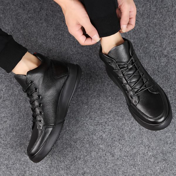 high male boots velvet men shoes 100% genuine leatherluxury brand mens casual sneakers lace up flats solid color shoes, Black
high male boots velvet men shoes 100% genuine leatherluxury brand mens casual sneakers lace up flats solid color shoes, Black