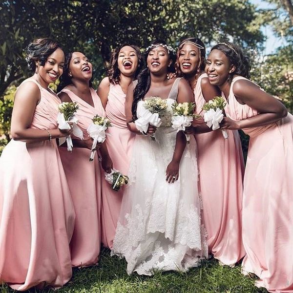 2019 new a line v neck blush pink bridesmaid dresses plus size wedding guest dress african maid of honor dresses b003, Blue;red
2019 new a line v neck blush pink bridesmaid dresses plus size wedding guest dress african maid of honor dresses b003, Blue;red