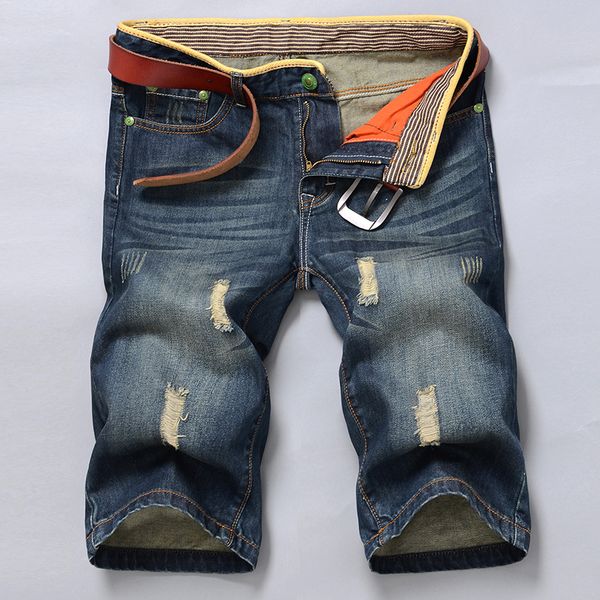 mens denim pants cowboy summer shorts new youth hole in restoring ancient ways in five minutes of jeans, Blue