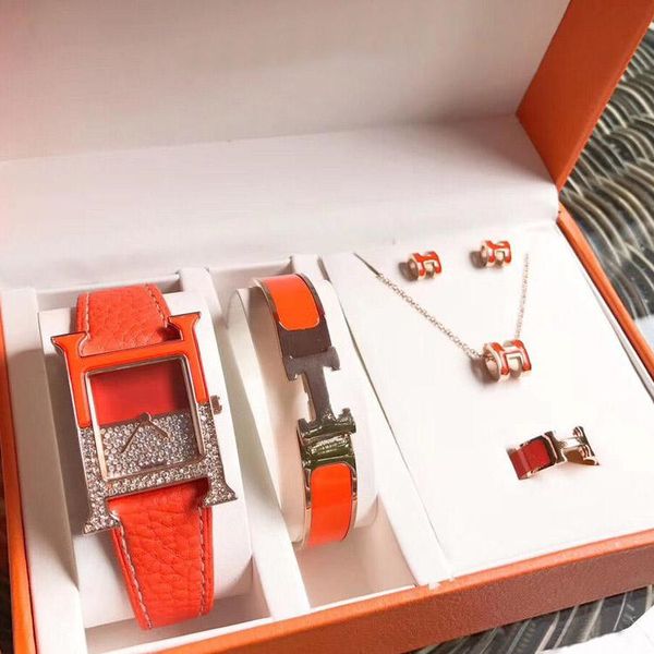 new fashion 5pcs set womens luxury watch bracelets necklace ring earrings jewelry ladies designer watch herm gift diamond watch, Slivery;brown
new fashion 5pcs set womens luxury watch bracelets necklace ring earrings jewelry ladies designer watch herm gift diamond watch, Slivery;brown