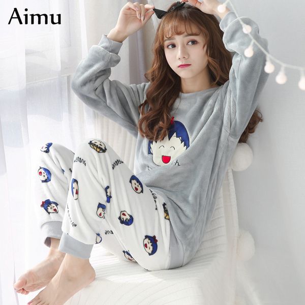 fashion flannel thick fleece warm women's pajama set cartoon long pants women pajamas 2018 winter kawaii nightie woman sleepwear, Blue;gray
fashion flannel thick fleece warm women's pajama set cartoon long pants women pajamas 2018 winter kawaii nightie woman sleepwear, Blue;gray