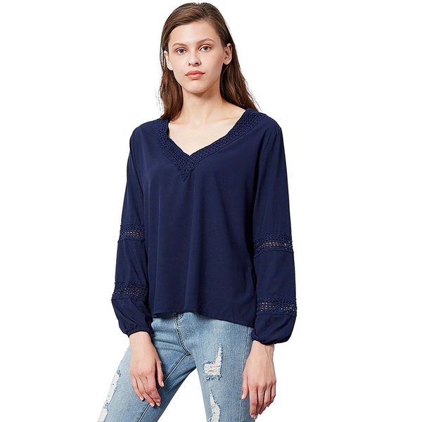 2019 europe and the united states foreign trade ladies lace v-neck shirt long-sleeved casual spring and autumn hollow pullover shirt, White
2019 europe and the united states foreign trade ladies lace v-neck shirt long-sleeved casual spring and autumn hollow pullover shirt, White