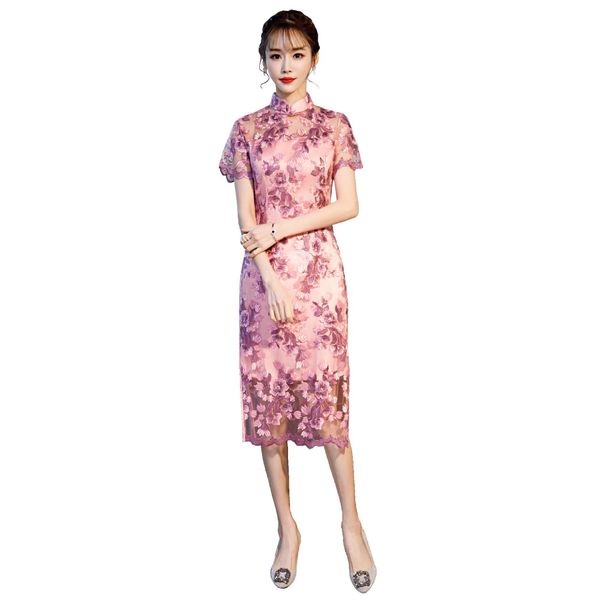 plue size 3xl chinese traitional style women lace embroidery qipao elegant slim dress short sleeve stage show cheongsam, Red
plue size 3xl chinese traitional style women lace embroidery qipao elegant slim dress short sleeve stage show cheongsam, Red