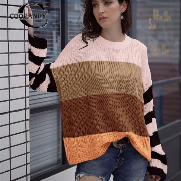 women o-neck knit sweater winter striped long sleeve loose casual pullover casual brown/blue/gray/pink, White;black
women o-neck knit sweater winter striped long sleeve loose casual pullover casual brown/blue/gray/pink, White;black