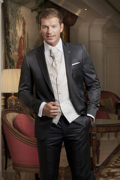 classic design charcoal grey groom tuxedos notch lapel one button groomsmen mens wedding dress excellent man suits(jacket+pants+vest+tie)355, Black;gray
classic design charcoal grey groom tuxedos notch lapel one button groomsmen mens wedding dress excellent man suits(jacket+pants+vest+tie)355, Black;gray