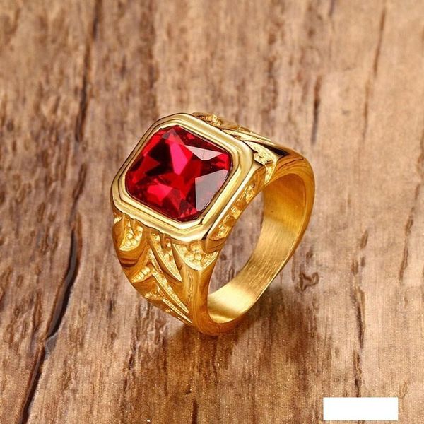mens fire red cubic zirconia crystal rings for men gold tone stainless steel engraving male hip-hop jewelry, Silver
mens fire red cubic zirconia crystal rings for men gold tone stainless steel engraving male hip-hop jewelry, Silver