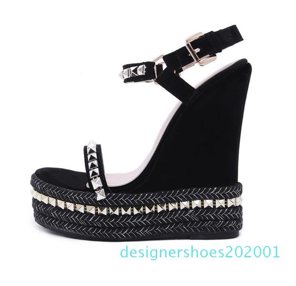 15cm black rivets knitted plaited women platform wedges sandals designer high heel size 35 to 40 01d
15cm black rivets knitted plaited women platform wedges sandals designer high heel size 35 to 40 01d