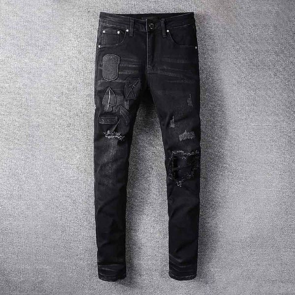 fashion jeans mens designer jeans wild black hole embroidery luxury pants fashion rock revival motorcycle pants slim quality, Blue
fashion jeans mens designer jeans wild black hole embroidery luxury pants fashion rock revival motorcycle pants slim quality, Blue