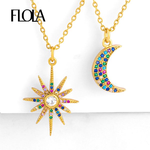 flola gold sun necklace jewelry rainbow moon necklaces pendants for woman collares de moda cz necklace rainbow zircon nkep88, Silver
flola gold sun necklace jewelry rainbow moon necklaces pendants for woman collares de moda cz necklace rainbow zircon nkep88, Silver