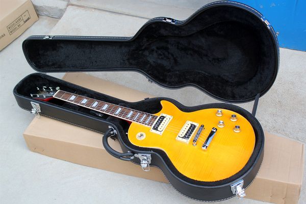 yellow body slash electric guitar with black hardcase,flame maple veneer,chrome hardware,fixed bridge,body binding,can be customized
yellow body slash electric guitar with black hardcase,flame maple veneer,chrome hardware,fixed bridge,body binding,can be customized