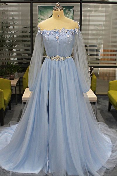 fitted long sleeves prom dresses with slits blue a line sheer neck beaded long formal evening gowns elegant boho graduation prom dress cheap, Black
fitted long sleeves prom dresses with slits blue a line sheer neck beaded long formal evening gowns elegant boho graduation prom dress cheap, Black